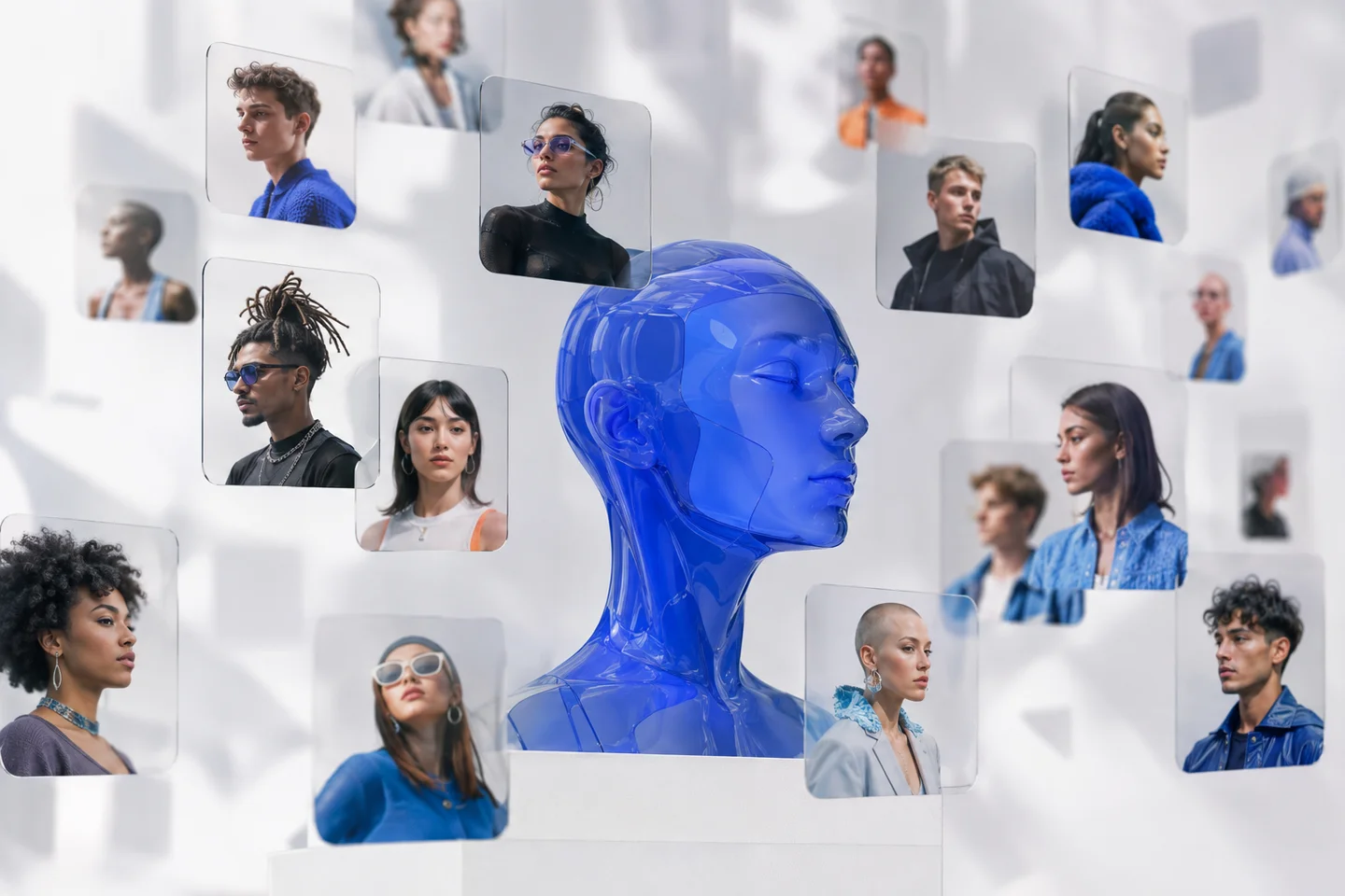 Original Postraid editorial illustration about ai influencer