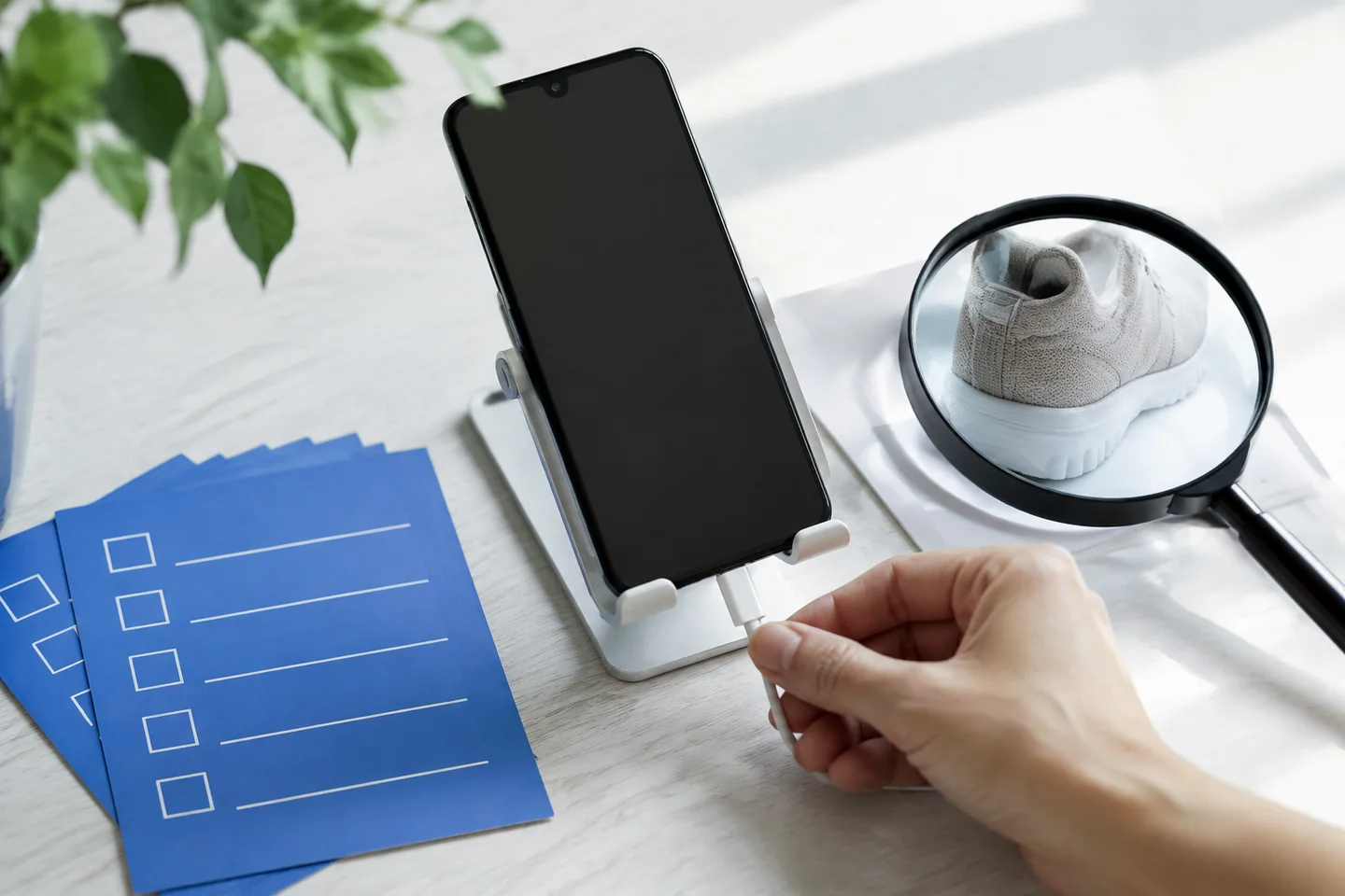 A phone connection and product still checked during troubleshooting.