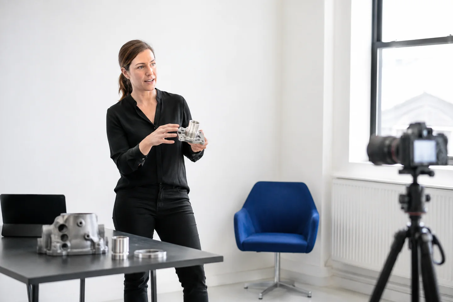An instructor recording a structured training video.